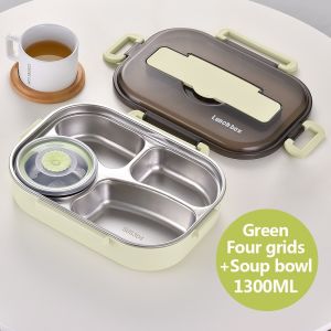 304 Stainless Steel Lunch Box Bento Box For Kids Soup bowl with spoon and chopsticks Lunch Container Food Storage Box/ B