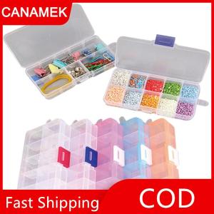 【CANAMEK】 Nhựa 10 khe cắm có thể điều chỉnh Lưu trữ đồ trang sức hộp trường hợp Craft Organizer hạt