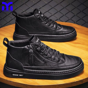 MT Fashion Shoes Autumn Mens Shoes High-Top Shoes for Mens Breathable Non-slip Chefs Shoes Versatile Mortin Boots Work Board Shoes Black Shoes