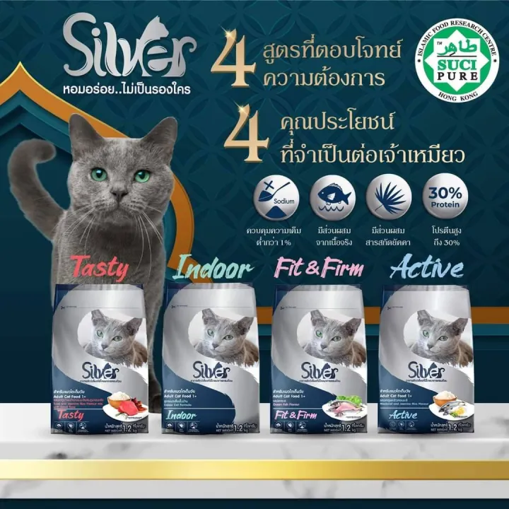 Silver อาหารแมวเกรดพรีเมี่ยม โซเดียมต่ำ บำรุงขน