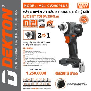 [GEN 3 PRO] Thân Máy Chuyên Vít 250N.m DEKTON M21-CV250PLUS Đầu 2 Trong 1 Thế Hệ Mới
