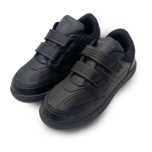 RECORD ZENIX SEPATU SEKOLAH ANAK TK SD SMP FULL BLACK HITAM PUTIH VELKRO PEREKAT 30-37 USIA 5-13THN