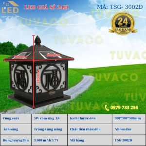 ĐÈN TRỤ NĂNG LƯỢNG MẶT TRỜI CHỮ PHÚC MÀU ĐEN 300X300MM