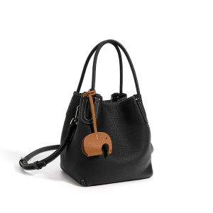 BeeGreen Women Genuine Leather Bucket Bag High Quality Small Handbag Elegant Commuter Shoulder Bag Casual Sling Bag