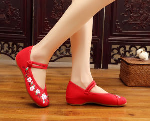 [Free Shipping] Summer Ethnic-Style Embroidered Bridal Shoes With Hidden Heel For Added Height WomenS Single Shoes