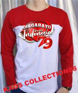KAOS MERAH PUTIH/KAOS LENGAN PANJANG/KAOS FASHION/KAOS KATUN PREMIUM/HUT 79/1945/ INDONESIA MERDEKA /029
