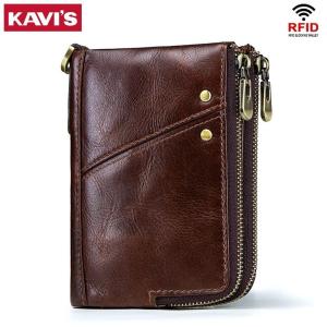 Rfid 100% Genuine Crazy Horse Leather Wallet Men Small Walet Male Short Coin Purse Card Holder