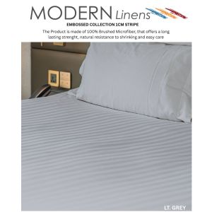 4in1I 3in1 EMBOSSED LT. GREY HOTEL STRIPE Modern Linen 100% Brushed Microfiber BEDSHEET SET modern linen bedsheet set