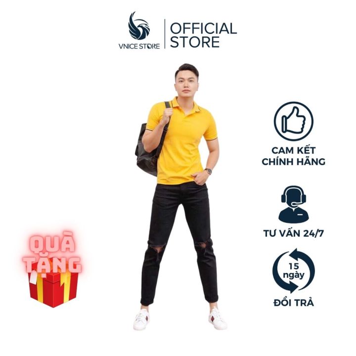 Áo Polo nam VNICESTORE vải Cotton cao cấp bo dày dặn chuẩn form áo thun cổ bẻ tay ngắn