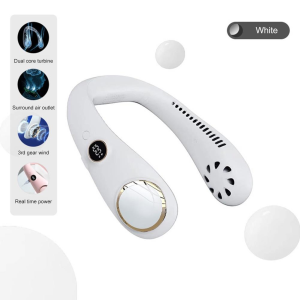 💛[SPOT] Portable Neck Fan 6000mAh USB Rechargeable Mini Neck Hanging Fan Silicone material 360° adjustment