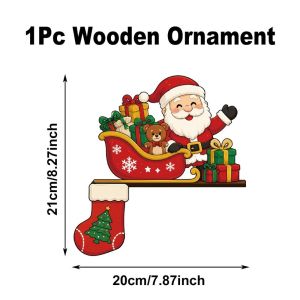 MODERNLUX Wooden Corner Stickers Cute Pattern Merry Chirstmas Navidad Ornaments  Snowman Deer Door Frame Charm Home Decor