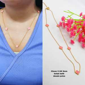 Kalung titanium bunga desain polos anti luntur dan anti karat (COD)