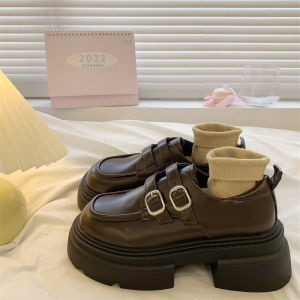 💖LH Shoes💖รองเท้าโลฟเฟอร์ส้นหนาสไตล์เกาหลีแฟชั่น สูง 5 ซม. รองเท้าลำลอง Mary Jane สำหรับนักเรียน พื้นรองเท้านุ่ม สวมใส่สบาย และแมตช์ได้ง่าย