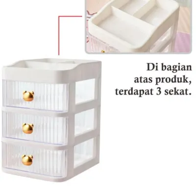 Rak Meja Serbaguna Laci Susun 3 Tingkat Gambar Kapala Beruang Wadah Penyimpanan Barang Make Up Rak Kosmetik Tempat Karet Laci Perhiasan Rak Susun Rak Pensil Gambar Pulpen Buku Agenda