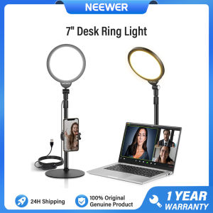 NEEWER 7" Desk Ring Light for Video Recording 10W Full Screen Key Lighting with Stand Phone Holder R06