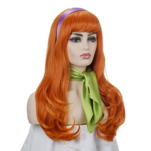 Tóc giả xoăn sóng dài màu cam phong cách Âu Mỹ kiểu tóc trong phim hình chó Kirby. Daphne Blake Tóc giả