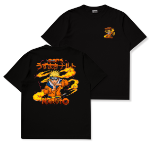 Binigue Baju Atasan Premium Kaos Distro Pria Naruto Api Hitam Dtf T shirt Kaos Pria Oversize T-shirt Tees Pria Wanita Size S M L XL XXL