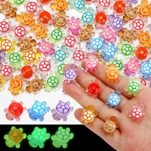 100 Pcs Luminous Mini Resin Turtles Tiny Sea Turtle Animals to Hide Miniature Figures Glow in the Dark Small Plastic Ocean