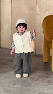 Childrens clothing Korean style spring outfits baby spring outfits 2026 Childrens clothing boys striped vest T Casual pants suit
