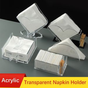 MILDPETAL Transparent Desktop Upright Tissue Box Acrylic Vertical Paper Towel Box Creative Restaurant Napkin Box Party