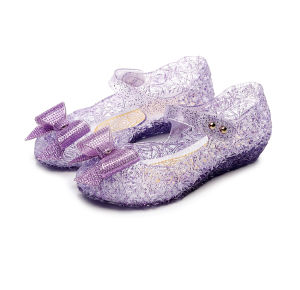 Cross-border Girls Sandals New Bow Princess Shoes New Childrens Mid-heel Soft-soled Princess Aisha Childrens Sandals