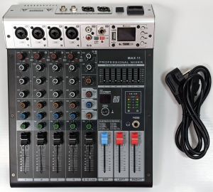 [SIÊU PHẨM] - Mixer Max 11 - Điều chỉnh âm thanh chuyên nghiệp cho sân khấu phòng thu hát karaoke gia đình livestream...  6 kênh (4 mono 2 stereo) kết nối Bluetooth USB - 99 hiệu ứng vang - Tích hợp nguồn 48V cho micro condenser