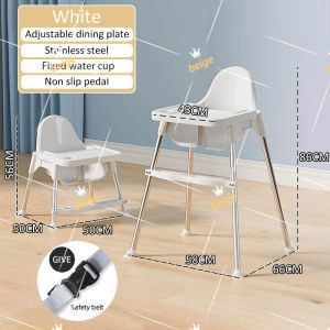 Foldable Baby Chair for Travel 3-Point Safety Belt 2-Height Adjustable PU Seat Double Tray (Eat+Play) Space Saving