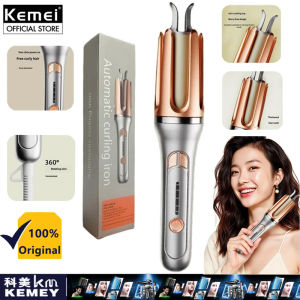 kemei Electric Automatic Ceramic Hair Curler Professional Rotating Heat Curling Iron for Big Waves Style Customizable Curly Hair