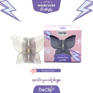 DeClip Jedai Butterfly Haircules Jepit Kupu Gigi 4 Ukuran 45cm Warna Taupe Grey