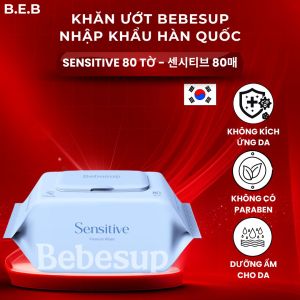 Khăn Ướt Dùng Da Nhạy Cảm BebeSup Sensitive 80 Tờ Nhập Khẩu Hàn Quốc