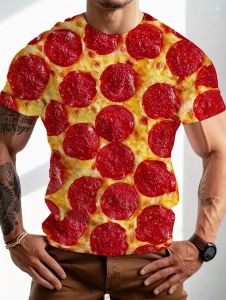 Funny Mens 3D Creative Food Graphics Printed T-Shirts Mens Summer Short Sleeve Tops Round Neck Fun Tees Outdoor Mens Clothing