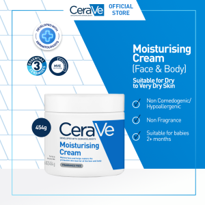 CeraVe Daily Moisturizing Cream 454ml – Skin Barrier Repair Moisturizer with Ceramide for Dry Skin [Krim Pelembab Untuk Kulit Kering]