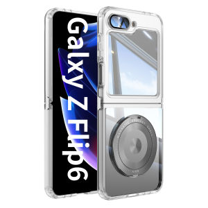 KISSCASE Luxury Armor Clear Folding Phone Case For Samsung Galaxy Z Flip 6 5 5G With Invisable Magnetic Bracket Stand Acrylic All-inclusive Anti-fall Shockproof Back Cover For Galaxy Z Flip 6 5