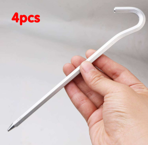 7.1" Camping Hiking Steel Galvanized Zinc Iron Pegs Tent Nails With Hook 1pc (Flat Head Round Head)