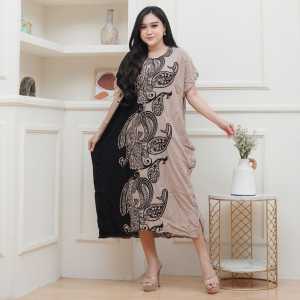 DASTER LOWO HITAM JUMBO BUSUI RESLETING DEPAN XXXL LD 130 PB 115 BAHAN RAYON SUPER BENS QUALITY