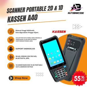 Kassen A40 Scanner Portable Scan 2D Qris 1D Barcode Data Android Keypad Mesin Kasir Gudang 40 A-40