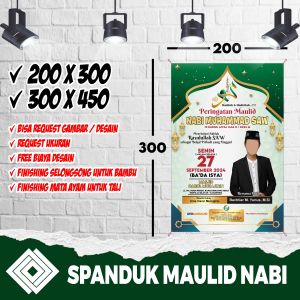 SPANDUK PERINGATAN MAULID NABI UNTUK PAPAN KAYU UKURAN 2X3 / SPANDUK HADIRI DAN IKUTILAH MAULID NABI