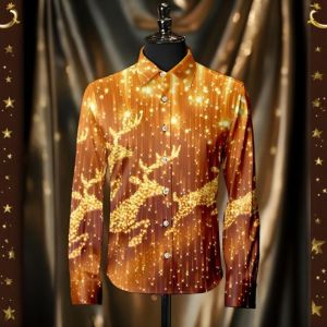 ZEEMIN Christmas Shirt Autumn Long Sleeve Shirts Santa Claus&Tree Print Mens Shirt Fashion High-End European Shirts Men Clothing Tops