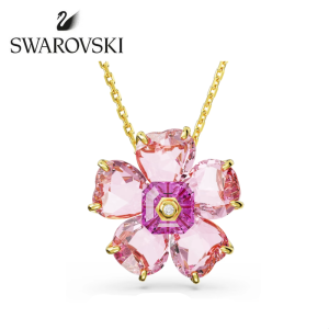 SWAROVSKI แฟชั่น Florere ปรับปรุงดอกไม้สีชมพูหินอัญมณีจี้สร้อยคอแฟชั่นสตรีเงินสเตอร์ลิง S925 hypoallergenic ไม่แพ้ของขวัญวันวาเลนไทน์ของขวัญวันเกิดสำหรับแฟนสาว bestie