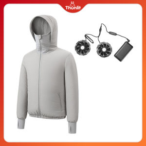 Thunlit เสื้อผ้าผิวการป้องกันแดดแขนยาวเสื้อผ้าทำงานกลางแจ้งพร้อมพัดลมระบายความร้อนเสื้อผ้าพัดลมทำความเย็น