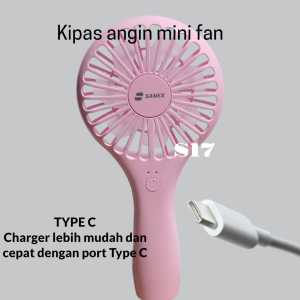 S17ORI KIPAS ANGIN FAN CHARGE MINI GENGGAM PORTABLE EMERGENCY LED CAS CHARGER TYPE TIPEMINI FAN