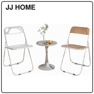 【JJ HOME】PVC Transparent Crystal Foldable Chair Acrylic Lightweight Minimalist Simple Bedroom Study Office Chair