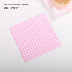100pcs Greaseproof Paper Food Liner Wrap Checkered Deli Basket Disposable Pre Cut Wax Paper Sheets for Cake Fries Chicken Wings Burger Nachos Kitchen Containers  18*18cm Paper