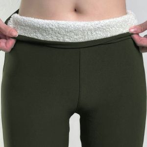 2025 New Womens Autumn Lamb Wool Pants Thickened High Elastic Warm Pants for Autumn and Winter Suitable for Outerwear Thickened and Fleece-lined Pants for Women