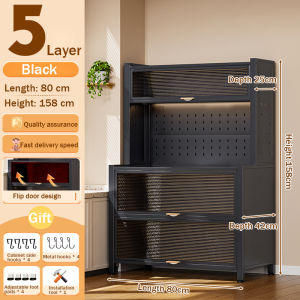 SWG 5-6 Layers Cabinets with door kitchen racks Carbon Steel Multi-layer Cupboards Microwave Ovens Storage Shelves