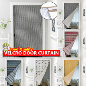 Bestenrose Self-adhesive Modern Simple Linen Cotton Hanging Door Curtain Kitchen Bathroom Toilet Partition Velcro Curtain