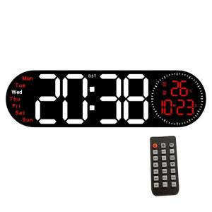Multifunctional Large Digital Wall Clock with Remote Control 2 Alarm and Temperature Display for Home or Office Decors