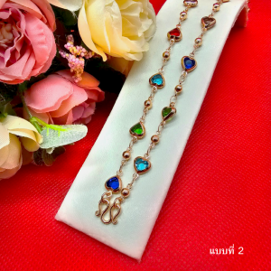 สร้อยคอเม็ดแตงหัวใจ ความยาว 24 นิ้ว สีทอง สีนาก งานสวย ชุบทอง ใส่ได้ทุกโอกาส รูปถ่ายจากสินค้าจริง