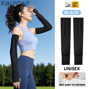 FUN POINT Sun Protection Arm Sleeves Ice Silk Cycling Outdoor Sports Sleeves Sun UV Protection Breathable Anti-mosquito Hand Cover Motorcycle Arm Sleeves Long Cool Thin Sleeves