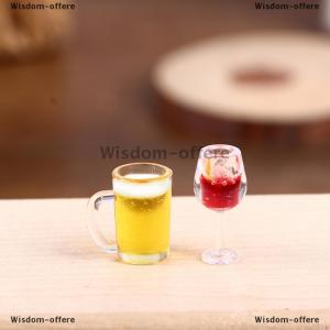 [COD] Wisdom-offere 5Pcs 1:12 Dollhouse Miniature Wine Cup Beer Mug Wine Bottle Model Doll Decor Toy